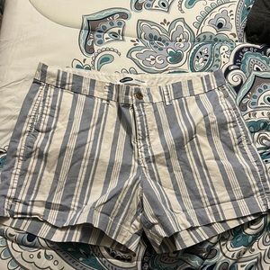 Light blue and white striped shorts size 14